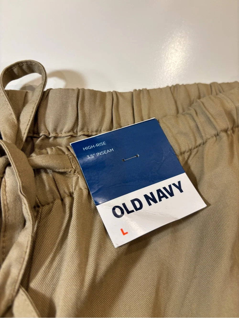 Old‎ Navy NWT Women's Tan Drawstring Cargo Shorts Pull On High Waist Sz L casual